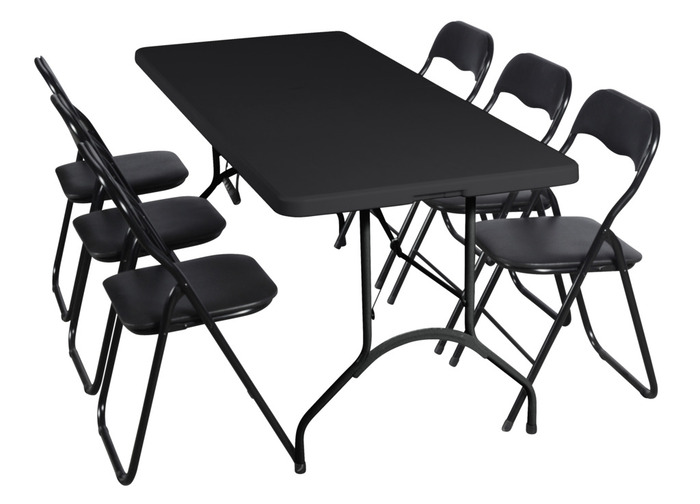Sammenleggbart bord metall/plast 180 x 75 cm svart